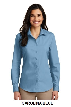 Port Authority Ladies Long Sleeve Carefree Poplin Shirt.  PORT A.  LW100